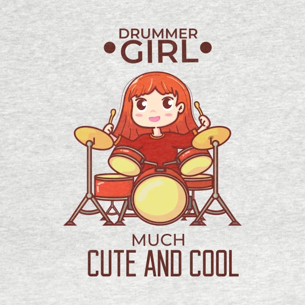 drummer girl cute and cool character illustration by MAAQ Design